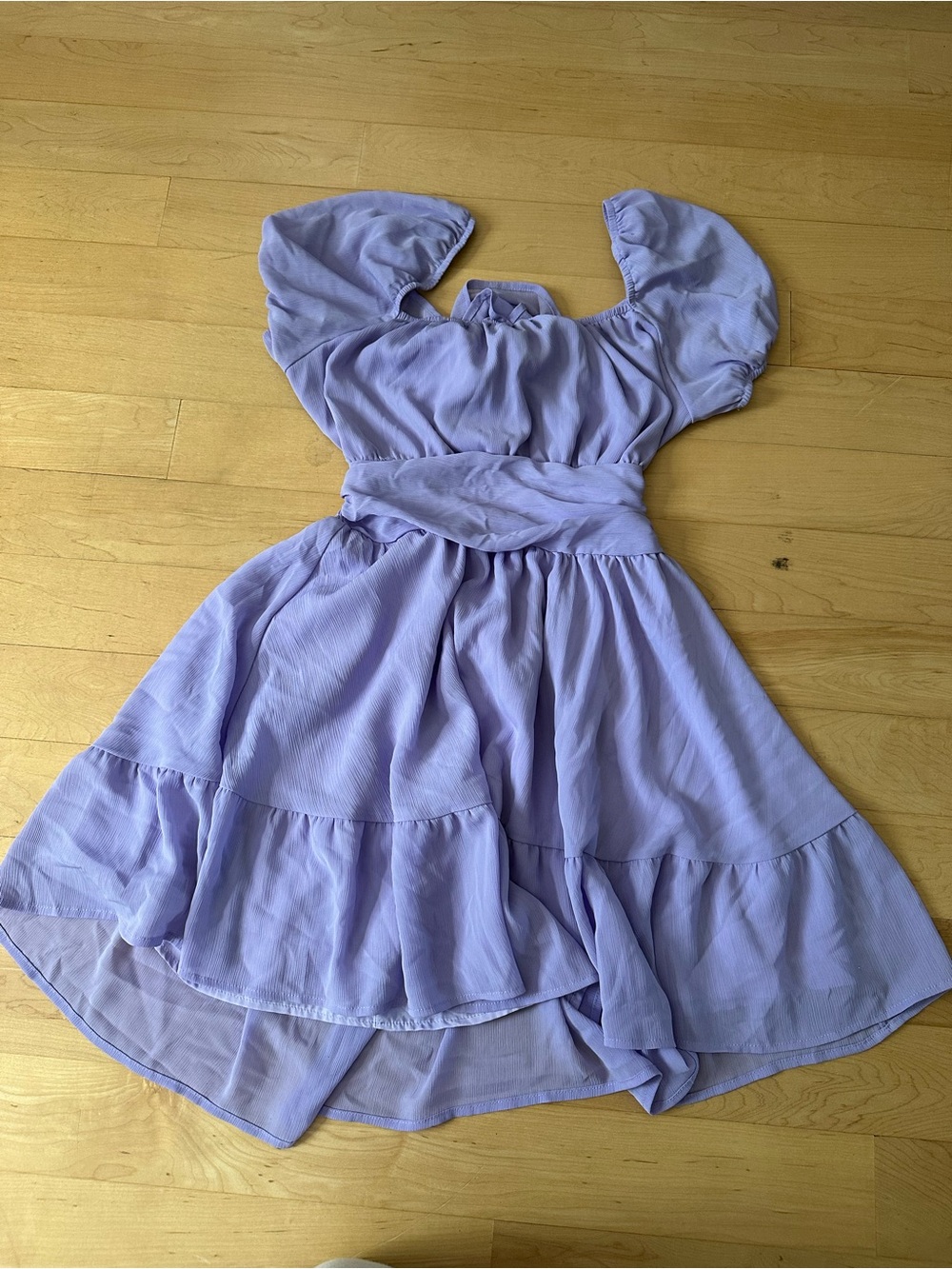 Lilac Puff-Sleeve Tiered Dress